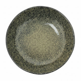 Blue Brown Stoneware Pasta Bowl, 20cm Ceramic Reactive Glaze Deep Plate