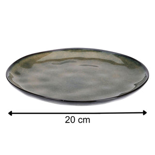 Blue Brown Stoneware Side Plate, 20cm Rustic Reactive Glaze Ceramic Plate