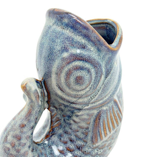 Blue Ceramic Fish Shaped Jug, 17cm Nautical Flower Vase Pitcher, Fish Ornament