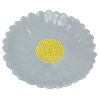 Blue Ceramic Flower Plate, 19.5cm Stoneware Floral Side Plate