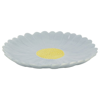 Blue Ceramic Flower Plate, 19.5cm Stoneware Floral Side Plate