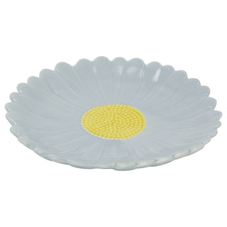 Blue Ceramic Flower Plate, 19.5cm Stoneware Floral Side Plate