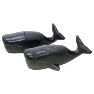 Blue Ceramic Whale Salt & Pepper Shakers, 11 cm Two-Piece Nautical Cruet Set