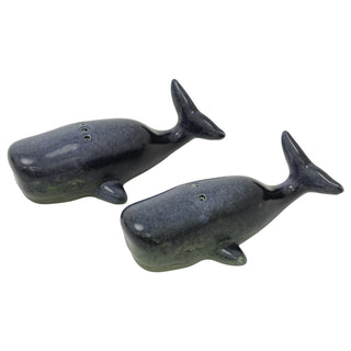 Blue Ceramic Whale Salt & Pepper Shakers, 11 cm Two-Piece Nautical Cruet Set