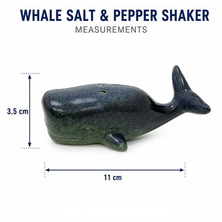 Blue Ceramic Whale Salt & Pepper Shakers, 11 cm Two-Piece Nautical Cruet Set