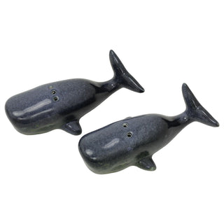 Blue Ceramic Whale Salt & Pepper Shakers, 11 cm Two-Piece Nautical Cruet Set