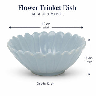 Blue Flower Trinket Dish, 12 cm Stoneware Jewellery Dish and Catchall Bowl