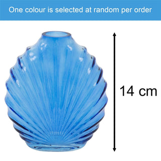 Blue Glass Seashell Vase, 14cm Small Decorative Coastal Shell Flower Vase