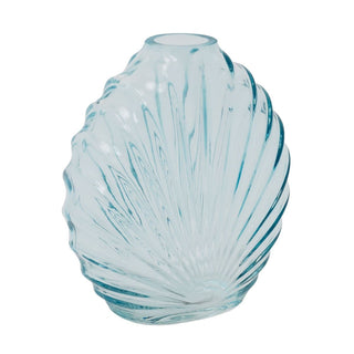 Blue Glass Seashell Vase, 14cm Small Decorative Coastal Shell Flower Vase