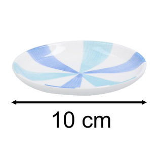 Blue & Turquoise Sunburst Trinket Dish, 10cm Round Ceramic Bowl Jewellery Dish
