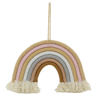Boho Macrame Rainbow, 23x16cm Wall Hanging Fabric Rainbow Arch Ornament