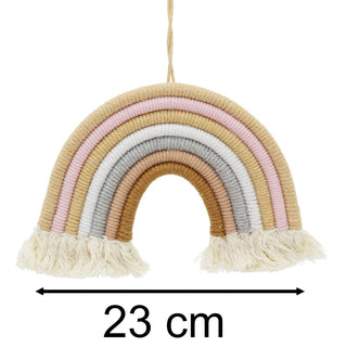 Boho Macrame Rainbow, 23x16cm Wall Hanging Fabric Rainbow Arch Ornament