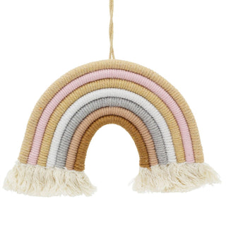 Boho Macrame Rainbow, 23x16cm Wall Hanging Fabric Rainbow Arch Ornament