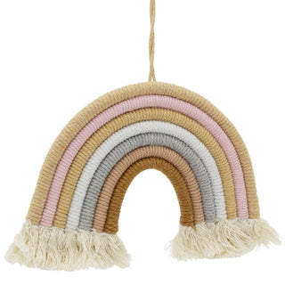 Boho Macrame Rainbow, 23x16cm Wall Hanging Fabric Rainbow Arch Ornament