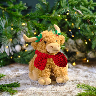Bonnie the Highland Cow Doorstop | Christmas Fabric Animal Door Stop - 22cm