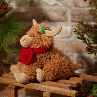 Bonnie the Highland Cow Doorstop | Christmas Fabric Animal Door Stop - 22cm