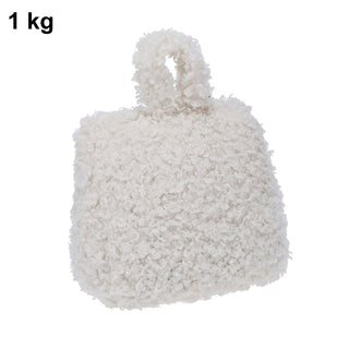 Boucle Door Stop, 1kg Fabric Doorstop with Handle, 15cm Floor Door Stopper