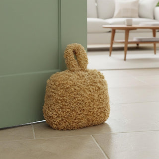 Boucle Door Stop, 1kg Fabric Doorstop with Handle, 15cm Floor Door Stopper