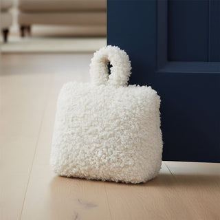 Boucle Door Stop, 1kg Fabric Doorstop with Handle, 15cm Floor Door Stopper