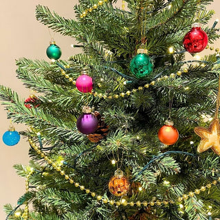 Box Of 25 Multicoloured Mini Glass Christmas Baubles Tree Decorations - 3.5cm