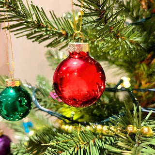 Box Of 25 Multicoloured Mini Glass Christmas Baubles Tree Decorations - 3.5cm