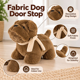 Bulldog Fabric Dog Door Stop, 30cm Weighted Brown Dog Doorstop