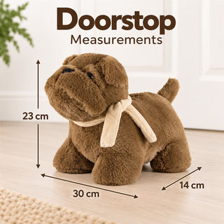 Bulldog Fabric Dog Door Stop, 30cm Weighted Brown Dog Doorstop
