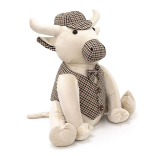 Buster Bull Tweed Fabric Doorstop | Novelty Cow - Shaped Animal Door Stop - 30cm