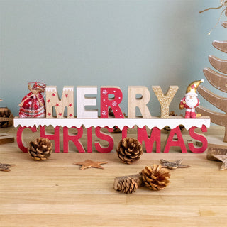 Freestanding Wooden Merry Christmas Sign | Merry Christmas Word Block - 32cm