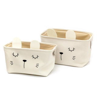 Set Of 2 Cute Kids Storage Boxes | Children's Fabric Storage Baskets - Bunny