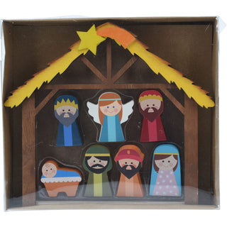 Wooden Nativity Scene with Mini Figures & Stable | Christmas Nativity Set