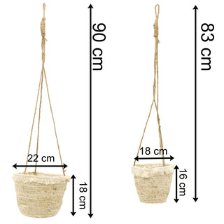 Set Of 2 Woven Hanging Planter Plant Pots | Indoor Hanging Baskets Plant Holder | Plant Hanger Hanging Basket Flower Pot Grow Bags