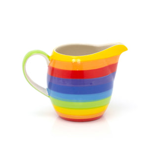 200ml Hand Painted Rainbow Stripe Ceramic Milk Jug Creamer Jug | Mini Milk Jug Multicoloured Cream Jug | Small Sauce Jug Individual Serving Jug