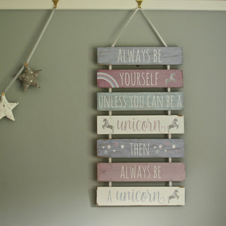 7 Tier Hanging Wooden Unicorn Plaque Sign ~ Always Be Yourself