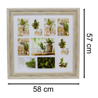 Large 10 Aperture Multi Photo Frame | Shabby Chic Wall Mounted Picture Frame