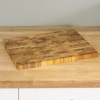 Teak End Grain Chopping Board | Endgrain Butcher Block Rectangular Cutting Board 42x30cm