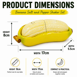 Banana Salt and Pepper Shaker Set 17cm Yellow Ceramic Banana Cruet Set