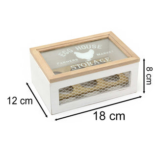 Farmers Market Egg Storage Tray Wooden Egg Holder | 6-Egg Crate Box for Kitchen