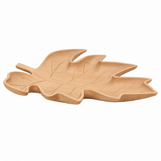 Wooden Leaf Trinket Tray, 33cm Light Brown Leaf Trinket Dish