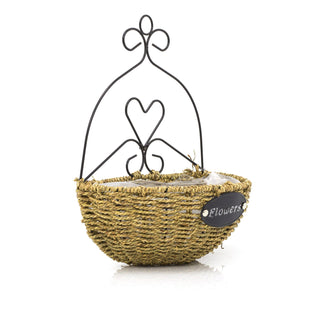Willow Half Circle Wall Planter For Garden | Round Hanging Basket Wicker Flower Pot | Willow Metal Wall Mounted Outdoor Hanging Planter