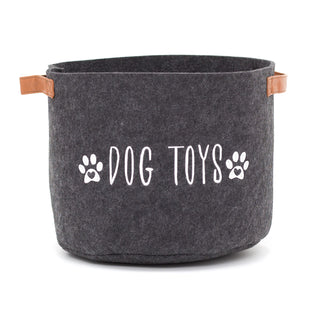 Dog Toy Basket Puppy Toy Box | Black Felt Fabric Pet Toy Box Storage Bin | Dog Blanket Storage Basket With Handles