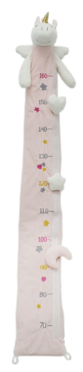 Deluxe Pink White Fabric Unicorn Childrens Measuring Height Chart