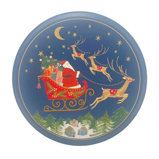 Nostalgia Sleigh Christmas Cake Tin, 23cm Gisela Graham Round Storage Tin