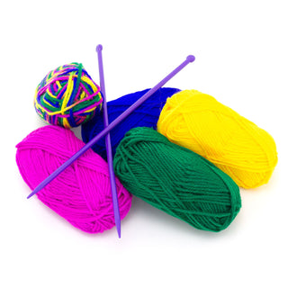 Knitting Kit 5 Multicolour Yarn Balls With 2 Needles, Beginner Knitting Set