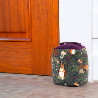 Pineberry Forest Velvet Doorstop | Woodland Squirrel Door Stop with Handle 18cm