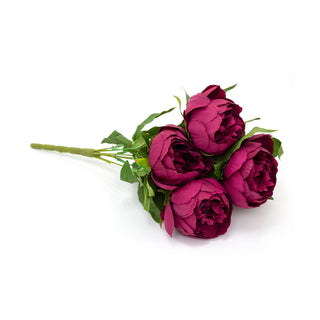 Artificial Peony Bouquet | Faux Peonies Flowers Posy Wedding Flowers - Burgundy