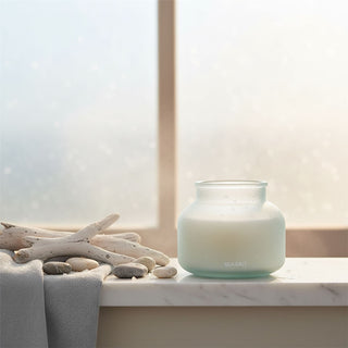 Sea Salt Scented Candle, 10cm Blue Frosted Glass Jar with Approx. 45-Hour Burn