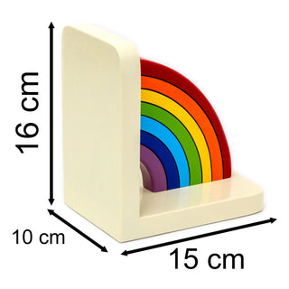 Pair Of Childrens Rainbow Bookends | Decorative Wooden Rainbow Bookends For Kids