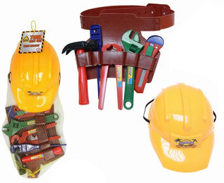 Plastic Construction Helmet Toy Hard Hat Builder Workman Tool Belt With Tools