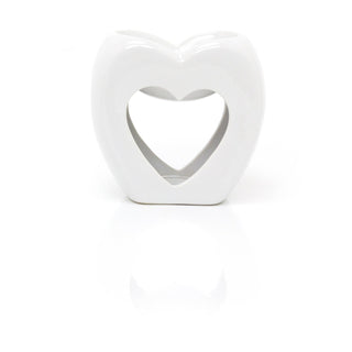 White Heart Shaped Ceramic Wax Melt Burner Fragrance Oil Burner | Essential Oil Diffuser Tealight Candle Holder | Aroma Lamp Candle Diffuser